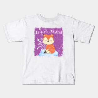 PINK WINTER WISHES FOX Kids T-Shirt